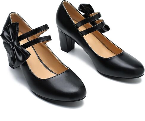 ماري جين كعب مع القوس منخفض الكعب مغلق كتلة مكتنزة مزدوجة الكاحل مضخات مضخات مكتب الزفاف in Kuwait