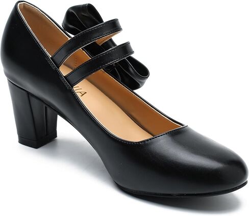 ماري جين كعب مع القوس منخفض الكعب مغلق كتلة مكتنزة مزدوجة الكاحل مضخات مضخات مكتب الزفاف in Kuwait