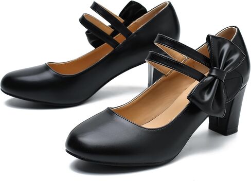 ماري جين كعب مع القوس منخفض الكعب مغلق كتلة مكتنزة مزدوجة الكاحل مضخات مضخات مكتب الزفاف in Kuwait