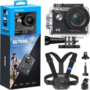 AKASO EK7000 Action Camera and Quick Release Chest Strap Accessories Kit Bundle