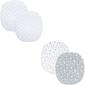 100% Viscose Made from Bamboo Bassinet Mattress Protector, Viscose Made from Bamboo, Quilted Mattress Cover and 100% Jersey Knit Cotton Bassinet Sheets for Graco Pack ‘n-Play Dome LX Bassinet
