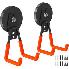 Extra Strong Magnetic Hooks for Hanging Heavy Duty, 2.6in Large Industrial Magnet Hooks, Magnetic Hook with Anti-Slip Coating, Storage Utility Magnetic Holder for Garage Shelve and Garden Tools