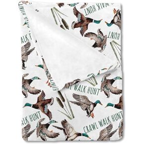 HawSkgFub Mallard Duck Hunting Baby Blankets Boy Shower Gift, Crawl Walk Hunt Wild Animal Flannel Fleece Nursery Bed Receiving Swaddle, Soft Lightweight Newborn Infant Toddler Kids Crib Bedding 30x40