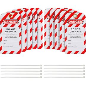 50 Pack Lockout Tagout Tags OSHA Compliant Loto with 50 Zip Ties Do Not Operate Tags Electrical Equipment Repair