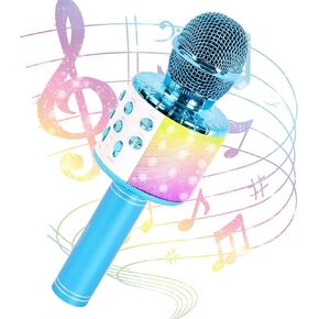 Karaoke Microphone for Kids and Adults, Wireless Portable Handheld Bluetooth Microphone with LED Lights - Best Gifts (Rose Gold)
