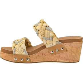 Corkys Footwear Total Knockout 2.5-Inch Wedge sandal - Two braided Straps With Touches of Rhinestones, Soft EVA Insoles, Easy Slip-on For All Day Wear