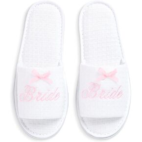xo, Fetti Bride Waffle Slippers, White + Pink | Bride To Be Gift, Bachelorette Decorations, Wedding Day Footwear, Bridal Accessory