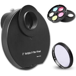 Astromania 2" Moon/Skyglow Filter - Bundle with - 2" Multiple 5-Position Filter Wheel