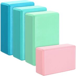 4 Pcs Yoga Blocks 9''x6''x3'' High Density Yoga Brick Foam EVA Lightweight Non Slip Supportive Foam Blocks for Yoga Pilates Stretching Meditation, Women Men Yogi Yoga Beginners
