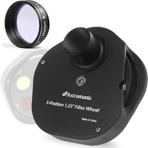 Astromania 1.25" Moon/Skyglow Filter - Bundle with - 1.25" Multiple 5-Position Filter Wheel