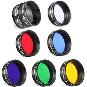 Astromania 1.25" Crystalview Moon Filter - Bundle with - 1.25" Telescope Eyepiece Filter Set(6 Pieces)