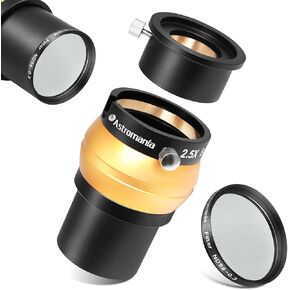 Astromania 2" Moon Telescope Eyepiece Filter ND96-0.3 - Bundle with - 2" 2.5X Barlow Lens