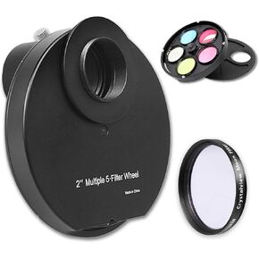 Astromania 2" Crystalview Moon Filter - Bundle with - 2" Multiple 5-Position Filter Wheel