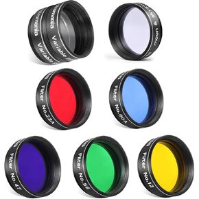 Astromania 1.25" Moon/Skyglow Filter - Bundle with - 1.25" Telescope Eyepiece Filter Set(6 Pieces)