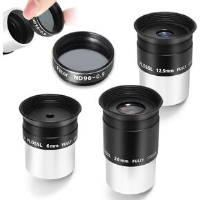 Astromania 1.25" Moon Telescope Eyepiece Color Filter ND96-0.9 - Bundle with - 1.25" 6mm 12.5mm 20mm Plossl Eyepiece Set
