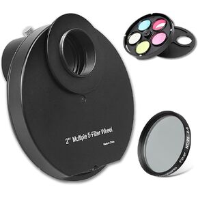Astromania 2" Moon Telescope Eyepiece Filter ND96-0.6 - Bundle with - 2" Multiple 5-Position Filter Wheel