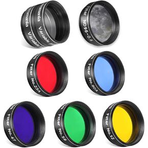 Astromania 1.25" Moon Telescope Eyepiece Color Filter ND96-0.6 - Bundle with - 1.25" Telescope Eyepiece Filter Set(6 Pieces)
