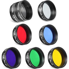 Astromania 1.25" Moon Telescope Eyepiece Color Filter ND96-0.3 - Bundle with - 1.25" Telescope Eyepiece Filter Set(6 Pieces)