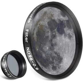 Astromania 1.25" Moon Telescope Eyepiece Color Filter ND96-0.9 - Bundle with - 2" Moon Telescope Eyepiece Filter ND96-0.9