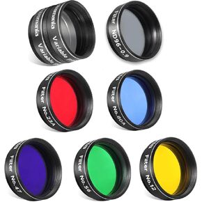 Astromania 1.25" Moon Telescope Eyepiece Color Filter ND96-0.9 - Bundle with - 1.25" Telescope Eyepiece Filter Set(6 Pieces)