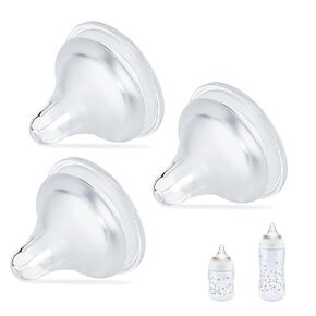 3 Packs Silicone Bottle Nipples Compatible with NUK Smooth Flow Natural and Anti-Colic Bottles, Replacement Bottle Nipple BPA-Free, No Spill, Anti-Colic, Fast Flow, Size F, 6+ Months