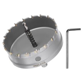4-inch Metal Hole Saw, 100mm Carbide Drill Bit Kit for Stainless Steel, Wood, Iron, Plastic (Hex Key Included)