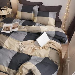 غلاف حاف الشريط Highbuy Queen Comporter Coffet Cover Gray White Cotton Bedding مجموعات كاملة من كوين كوين رمادي لماغ الغطاء الكامل مع Zipper Kids Cover Full Davet Cover for Boys Girls Teens