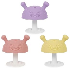 Soft Silicone Teething Toys Set | Easy to Grasp Toy for Baby Teething Relief - 3+ Months & Soothes Sore Gums | BPA-Free Silicone Teether 3pcs, Pink,Purple & Yellow