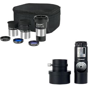 SVBONY SV233 7PCS Telescope Accessory Kit, 6mm 17mm Eyepiece, 2X Barlow Lens Moon /ND4/82A Color Filter and Portable Bag Bundle with Red Laser Collimator, for Astronomical Observations