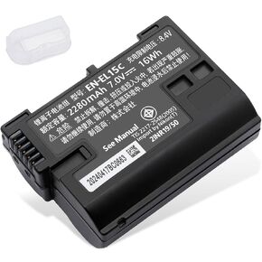 EN-EL15C Battery for Nikon 2280mAh Pro Power - Compatible with Z8/Zf/Z7II/Z6II, D850/D780/D750, D7200-D7000 DSLR (Li-ion High Capacity Backup with Overcharge Protection)