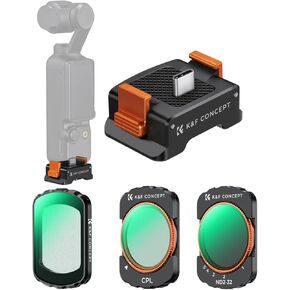 K&F Concept Magnetic Effect & ND & CPL Filter Set(CPL + Black Diffusion 1/4 + ND2-32) + Charging Adapter Base Compatible with DJI Osmo Pocket 3