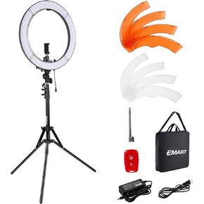 EMART 18 inch LED Ring Light with Stand, 55W Professional Dimmable Big Ringlight and Tripod & Phone Holder, Circle Lights Kit for Studio Photography, Video Photo, Makeup, Selfie