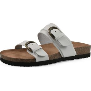 WHITE MOUNTAIN Women's Hardball Double-Buckle Signature Comfort-Molded Footbed Sandal