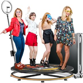 JIYANG 360 Photo Booth Machine with Flight Case,360 Photo Booth Machine for Parties with Chacktok VIP,Software APP Remote Automatic Slow Motion Rotating 360 Video Camera Booth for 3-4People(31.5"-CD)