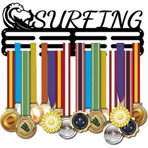 SUPERDANT Gymnastics Medal Hanger Male Gymnastics Medal Holder with 8 Lines Sturdy Steel Award Display Holders Wall Mounted Medal Display Racks for Ribbon Lanyard