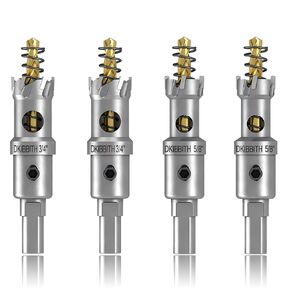 4-Piece TCT Hole Saw Set, 2X 3/4" 2X 5/8" Heavy Duty Tungsten Carbide Tipped Hole Cutters for Stainless Steel Mild Steel Copper Iron Brass Plastic and More, with Titanium-Plated Pilot Drill Bits