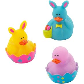 Fun Express - Mini Easter Ducks (2dz) for Easter - Toys - Character Toys - Rubber Duckies - Easter - 24 Pieces