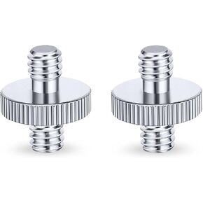 1/4" Male to 1/4" Male Threaded Tripod Screw Adapter, Double Head Stud Mounting Thread Converter for Camera, Monitor, LED Light, Microphone, Shoulder Rig - 2 Packs