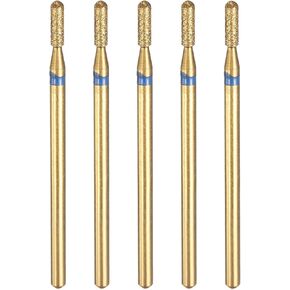 HARFINGTON 5pcs 100-120 Grits Diamond Grinding Bit 2mm Cylindrical Ball Head 2.35mm Shank 6.8mm Length Titanium Plated Stone Sanding Drill Bits Rotary Tool for Nails Grinding Polishing