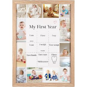 My First Year Birthday Photo Frame - One Year Old Baby Statistical Data Logo, Monthly Milestones For 1st Birthday Memories, Perfect For Newborn Parties, New Mother Gifts, And Nursery Decoration (birthday)