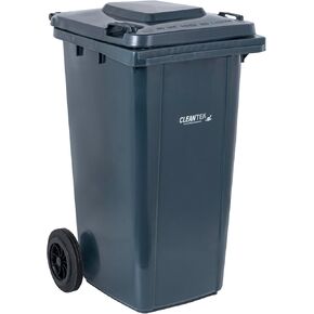 Restaurantware-Clean Tek Professional 64 Gallon Trash Can with Wheels, 1 Garbage Can with Lid - Step-On Attachment Sold Separately, Rectangle, Blue Plastic Dustbin, Long-Lasting, for Outdoor