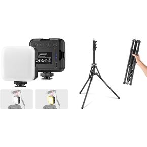 NEEWER NL-36AI LED Video Light, Portable Photography Lighting, Rechargeable Bi Color Dimmable Soft Camera Panel Light for Vlogging Video Recording, ST178B Light Stand Included