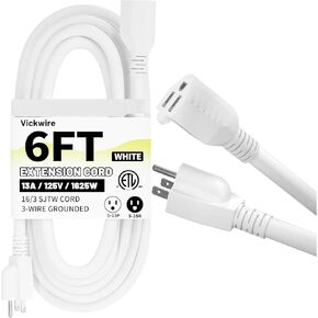 16/3 Black Indoor Outdoor Extension Cord 10 Ft Waterproof, Heavy Duty Extension Cord with 3 Prong Grounded Plug,13A 1625W 16AWG SJTW, Flexible Weatherproof Power Cords for Offices, Gardens and Lawns