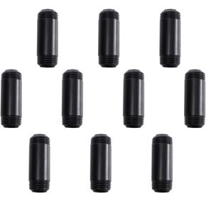 1/2" x 6" Black Painted Iron Pipe, Home TZH 10 Pack Black Paint Finish Threaded Metal Pipe Nipple for DIY Project/Furniture/Shelving Decoration (10, 6")