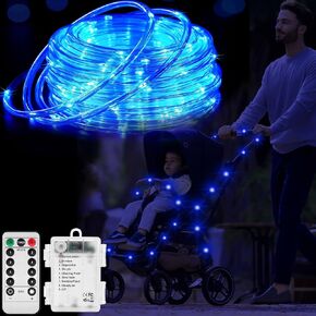 16.4Ft Stroller Lights for Walking at Night - 50 LEDs 8 Modes Outdoor Waterproof Baby Stroller String Lights Dimmable/Timer with Remote for Bike Camping Party Garden Holiday Decoration (Multicolor)
