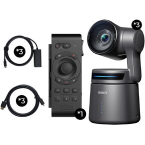 OBSBOT Tail Air Multicam Combo, NDI Streaming Camera 4K, AI Tracking PTZ Camera with APP, Gesture Control, HDMI/USB-C/Wireless Webcam, Video Camera Live Streaming for Church, Worship, Sports, etc.