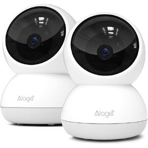 Alaga Indoor Security Camera，5G & 2.4G WiFi, 3K, 360° Pan/Tilt, Human/Pet/Motion AI, Night Vision, Speaker, Indoor Camera with Phone App, Compatible with Alexa & Google Assistant，2-Pack