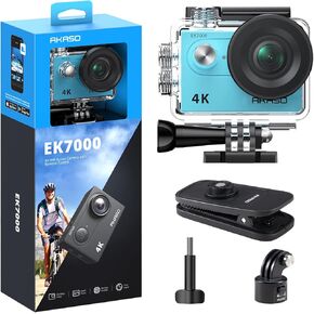 AKASO EK7000 Action Camera and Quick Release Backpack Clip Accessories Kit Bundle