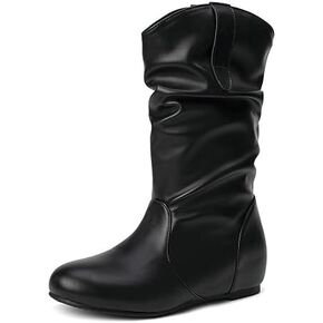 AngryMonkey Women Wide Wide Width Mid العجل أحذية الكاحل الكعب مسطح كعب متمر