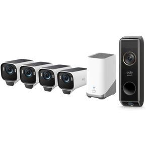 eufy Security eufyCam S3 Pro 4-Cam Kit with Video Doorbell S330, Solar Camera Outdoor Wireless, 2K HD Video Doorbell